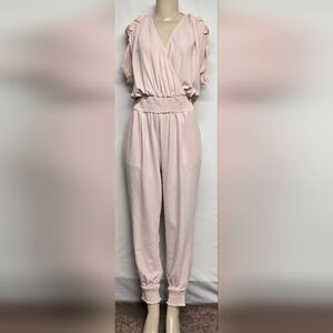 Unbranded L Jumpsuit Off Shoulder Shoulder Ties Elastic Smocked